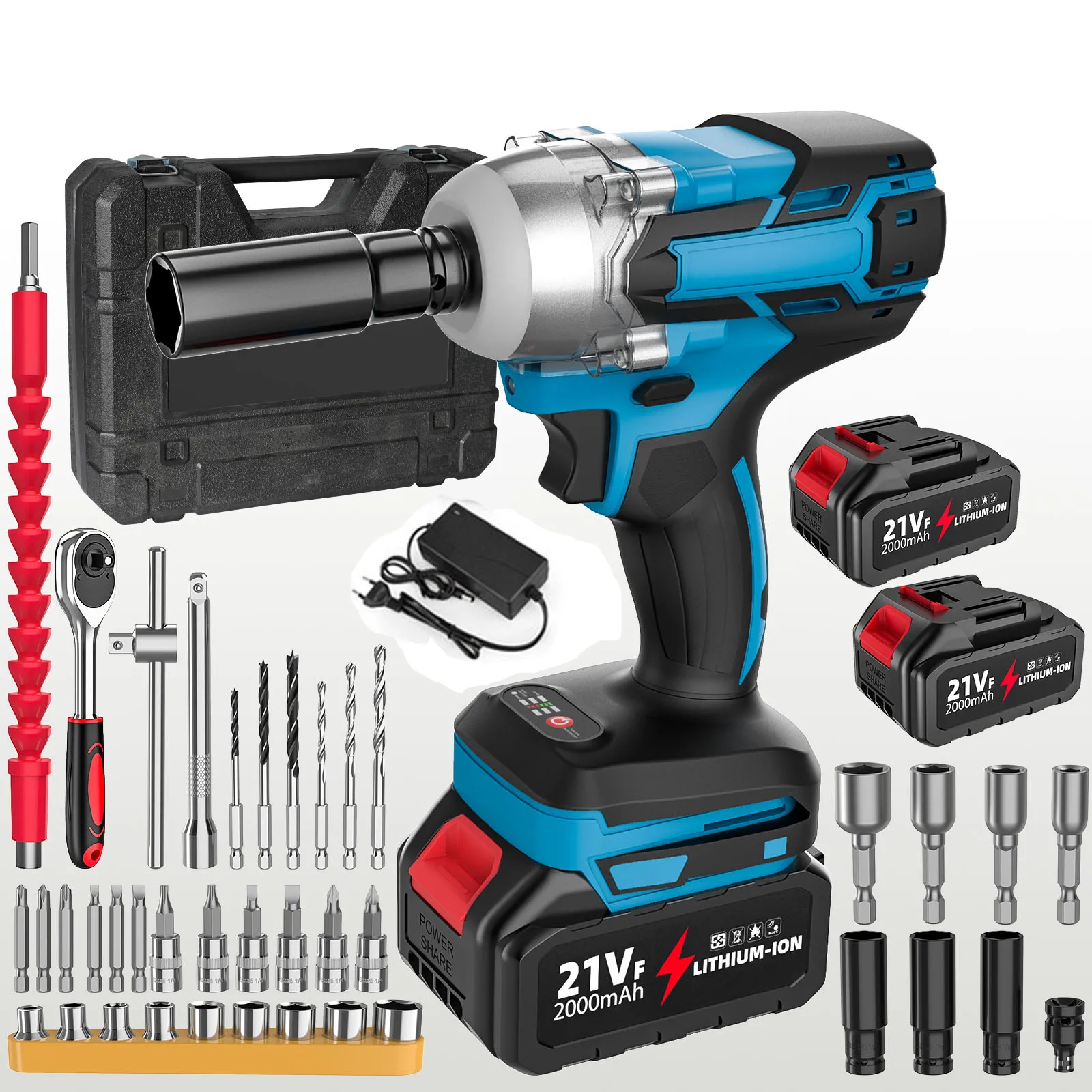 Clé à chocs sans fil 380N.M, 21V, électrique, rechargeable, outils électriques domestiques pour batterie Makita 18V