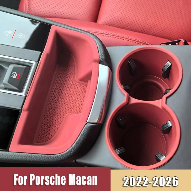 

Автомобильный подстаканник, центральный ящик для хранения для Porsche Macan 2014-2022 2023 2024, мягкий водонепроницаемый центральный защитный органайзер для консоли