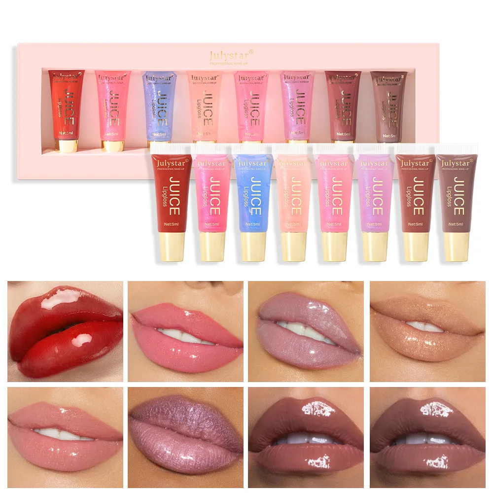 Julystar 8 Stks/doos Lippenbalsem Langdurige Hydraterende Zachte Buis Lipgloss Lip Verhelderende Vrouwelijke Make-Up Cosmetisch Feest Dagelijks