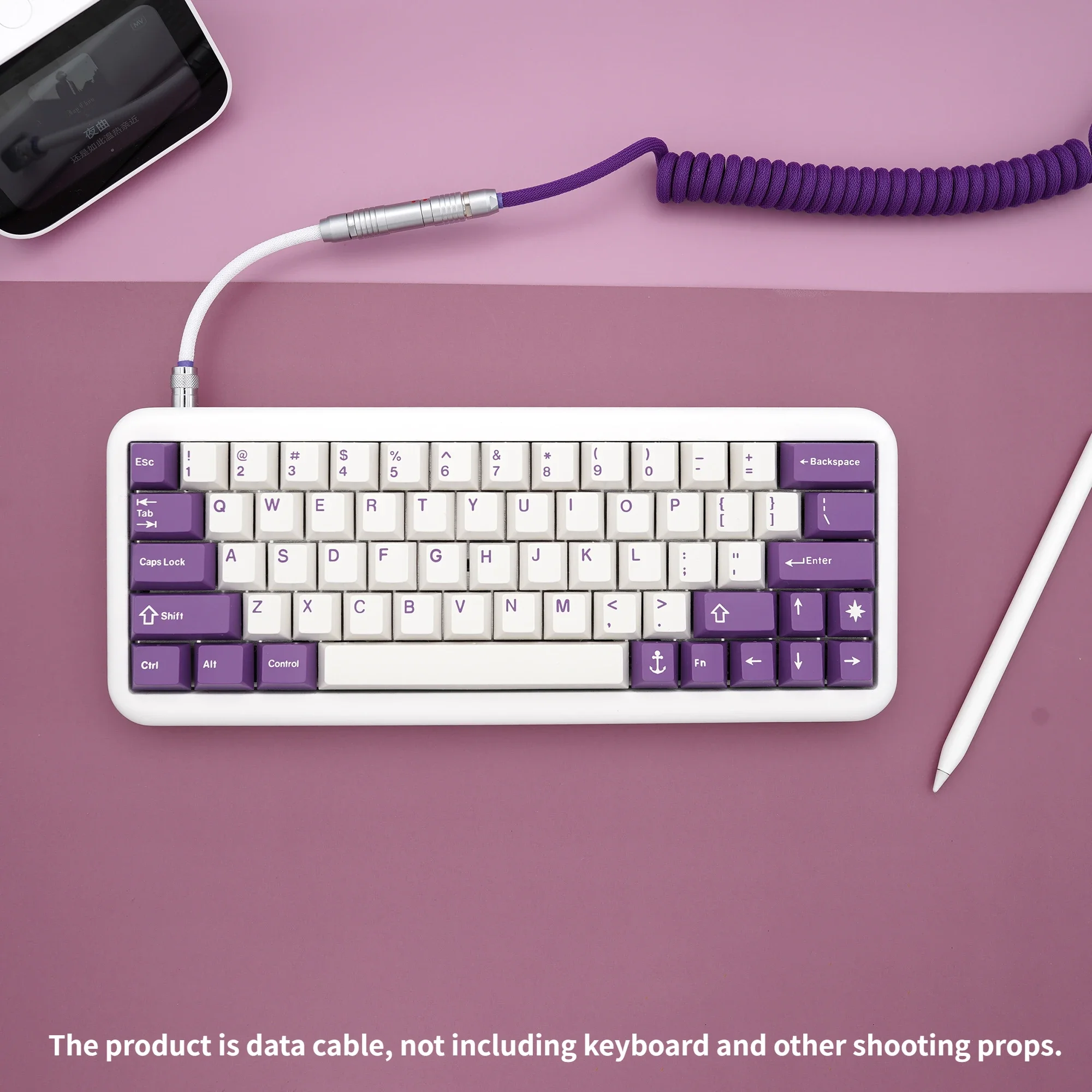 GeekCable Handmade Mechanical Keyboard Data Cable For GMK Theme SP Keycap Theme Line Purple Milk Colorway Multiple Plug Type