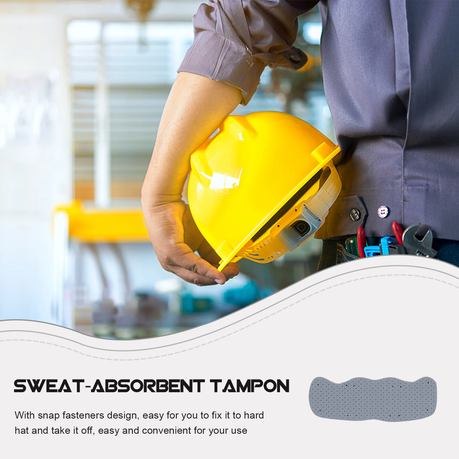 

6pcs Safety Hat Sweatbands Light Grey Hard Hat Liner Breathable Sweat-Absorbing Pad For Outdoor Work Accessories