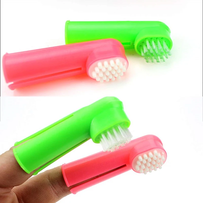 Dog Toothbrush Set Pet Tooth Cleaner Toys 1 Tooth Brush Plus 2 Finger Brushes Toy Suitable for Dogs Cats Chinchilla Guinea