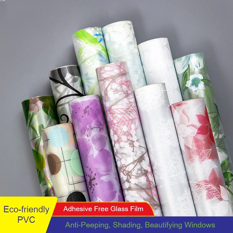

Window Film PVC Window Glass Stickers Transparent Frosted Anti-Peep Shading Bathroom Office Glass Adhesive Free Glass Film