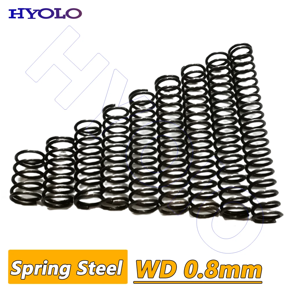 0.8mm Wire Diameter Spring Steel Compression Springs Pressure Spring Outer Diameter 4mm to 15mm Length 5mm to 300mm