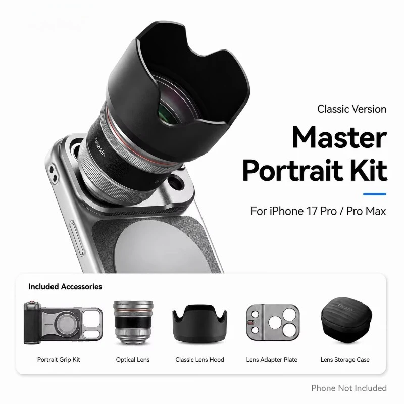 TELESIN Master Portrait Photography Kit for IPhone17 Pro / 17 Pro Max 105mm 200mm Telephoto Lens Camera Grip