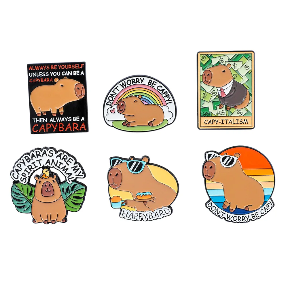

1 Set Cute Cartoon Creative Capibala Metal Badge Small Capybara Alloy Brooch Accessory Brooch Bag Decoration Y2k Fashion Toys