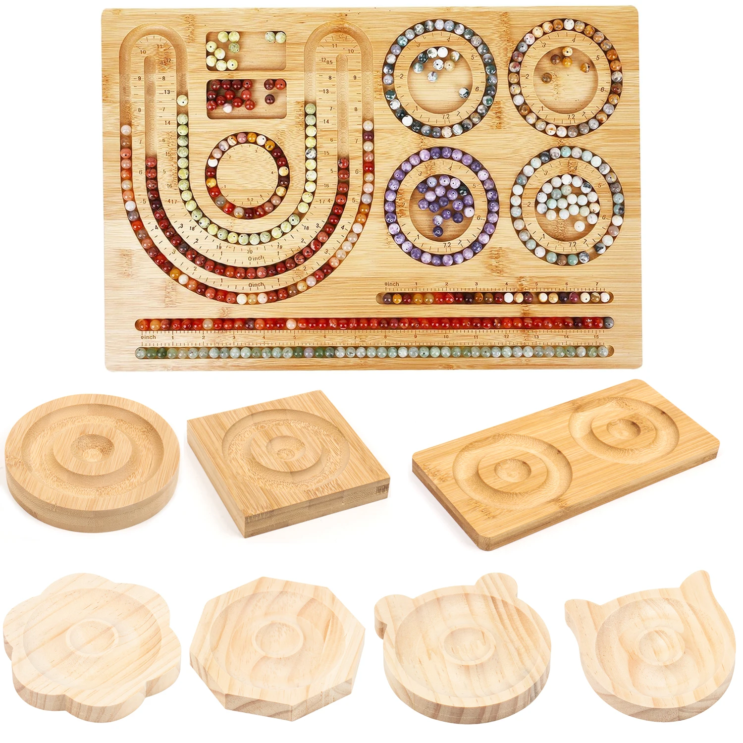 Wooden Beading Design Board Bamboo Jewelry Display Stand For DIY Bracelet Necklace Mats Tray Beads Accessories Measuring Tools