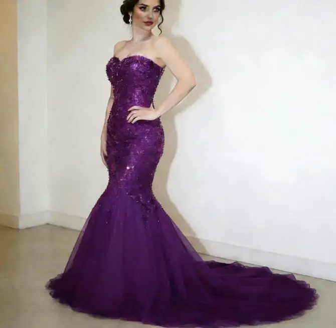 Elegant Red Mermaid Evening Dresses Beads Sequins Strapless Long Glitter Prom Reception Dress For Ladies Customized 2026 Robe