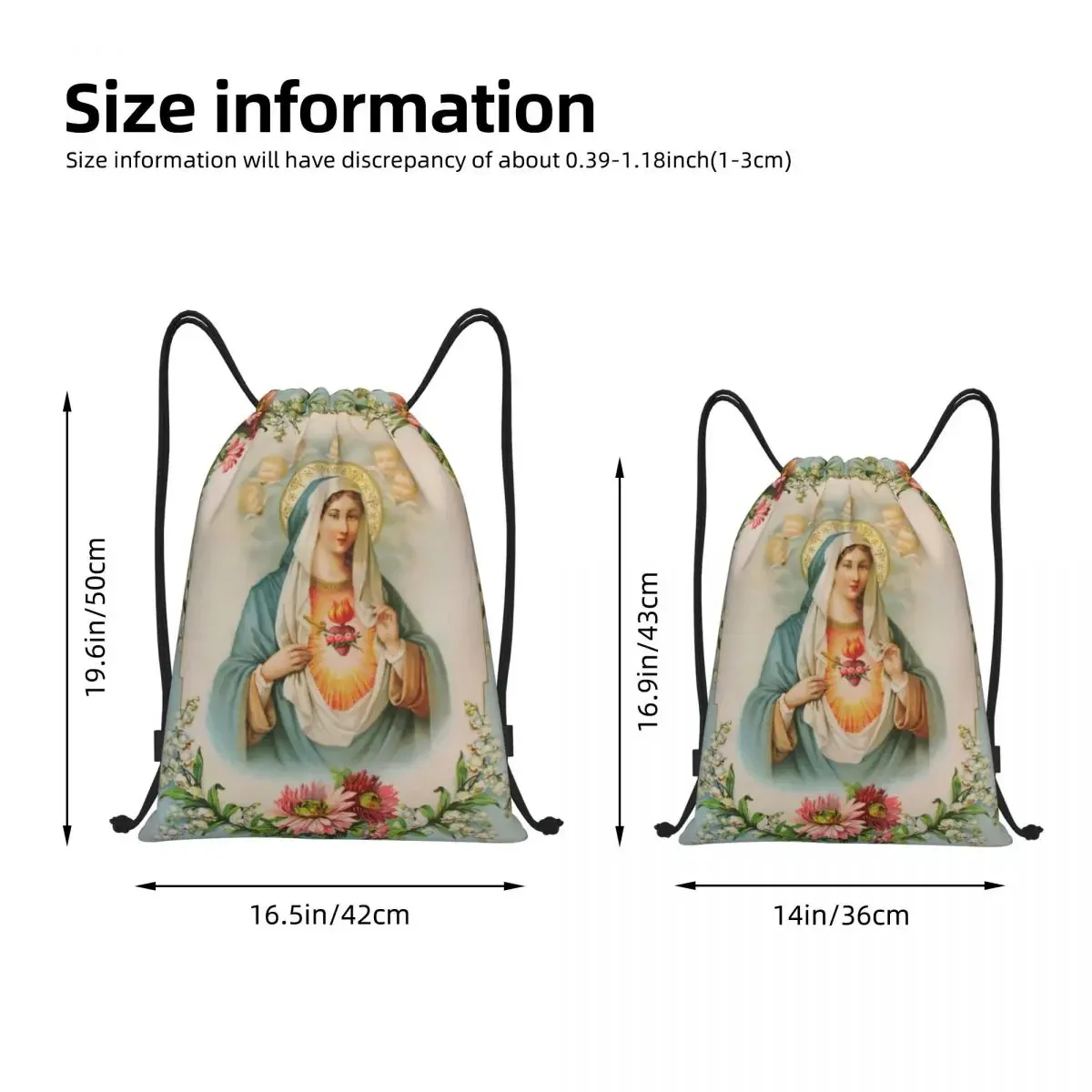 Our Lady Of Guadalupe Virgin Mary Drawstring Backpack Sports Gym Sackpack String Bag for Working Out