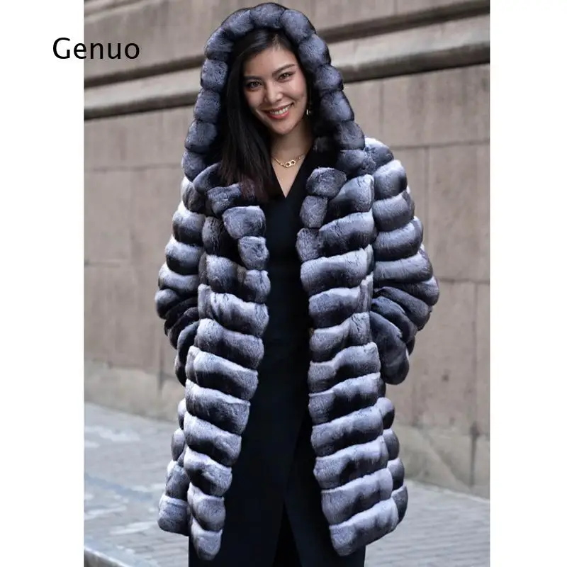 Ladies Faux Mink Fur Long Parka Hooded Winter Warm Thick Outerwear Casual Elegant Coat for Daily Work Travel