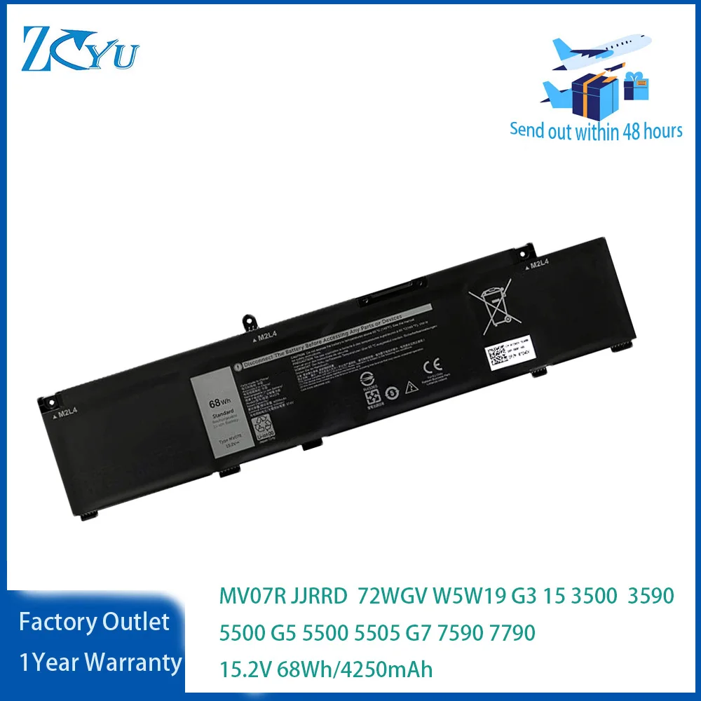 

MV07R JJRRD 72WGV Laptop Battery for Dell G3 15 3500 3590 GN3500EDFUS MWHCF G5 15 5500 5505 5590 G7 7590 7790 15.2V 68Wh