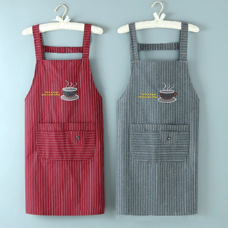 Cotton Linen Suspenders Cotton Apron Kitchen Bib Apron Anti-oil Cover-up Wear The Apron Backwards