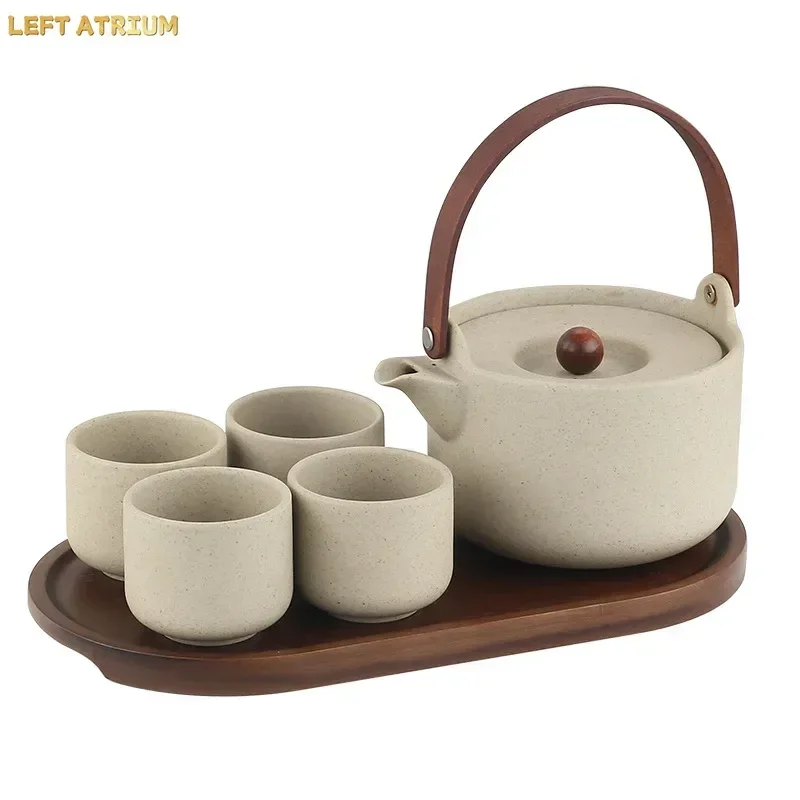 Coarse pottery household tea set,  separation, hanging beam to make the teapot have tea leakage, ceramic electric stove to make