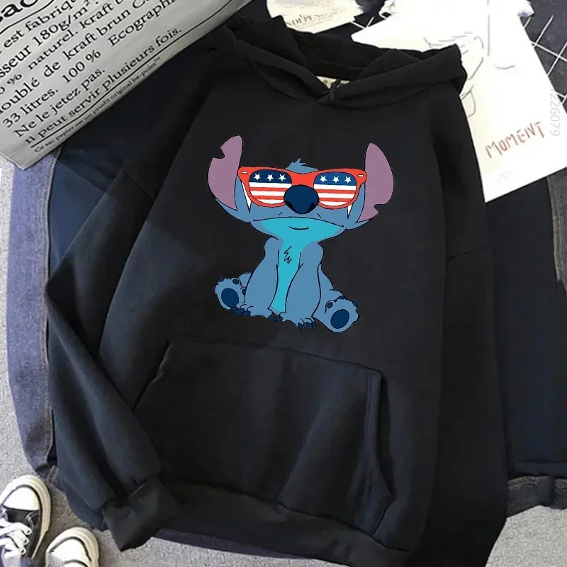 Cartoon Stitch Hoodies Funny Halloween Graphic Printed Women\'s Sweatshirts Autumn Long Sleeve Woman Clothes Streetwear Pullover