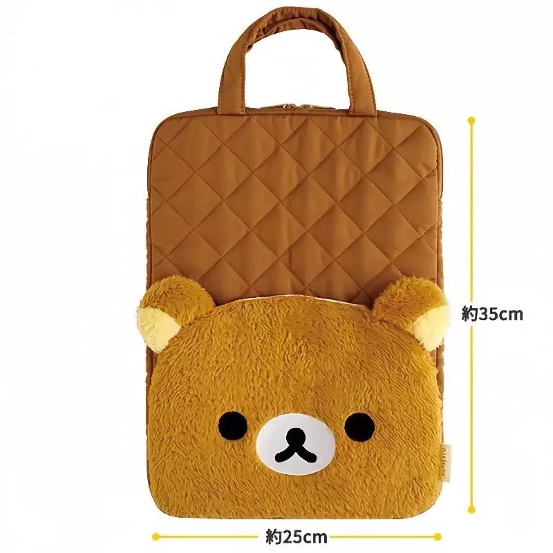 Cartoon Rilakkumas Laptop Bag Cute Plush Shockproof Portable Handheld Notebook Computer Protective Case Handbag Student Gifts