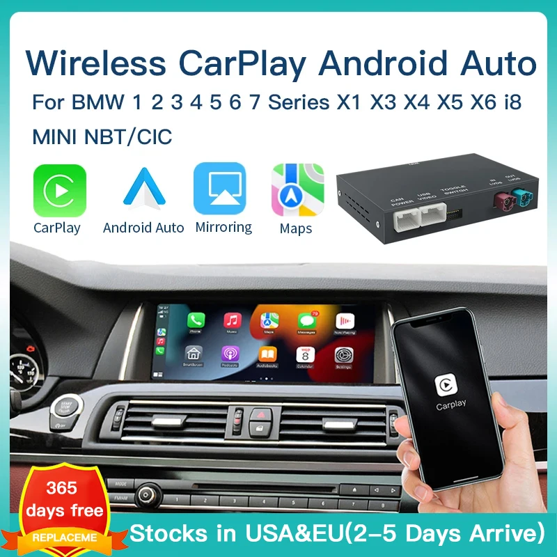 

Wireless Apple CarPlay Android AUTO Decoder Box per BMW 1 2 3 4 5 7 Series X1 X3 X4 X5 X6 MINI CCC CIC NBT EVO System BT AirPlay