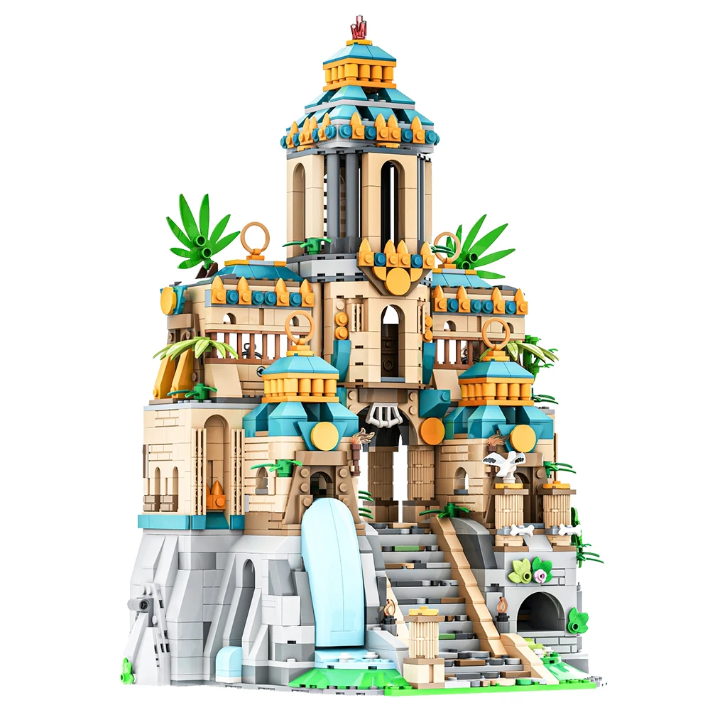 MOC castello medievale The Lost Temple Building Blocks modello Cartoon Famous Architecture Bricks Creative Assembly Toys regali per bambini