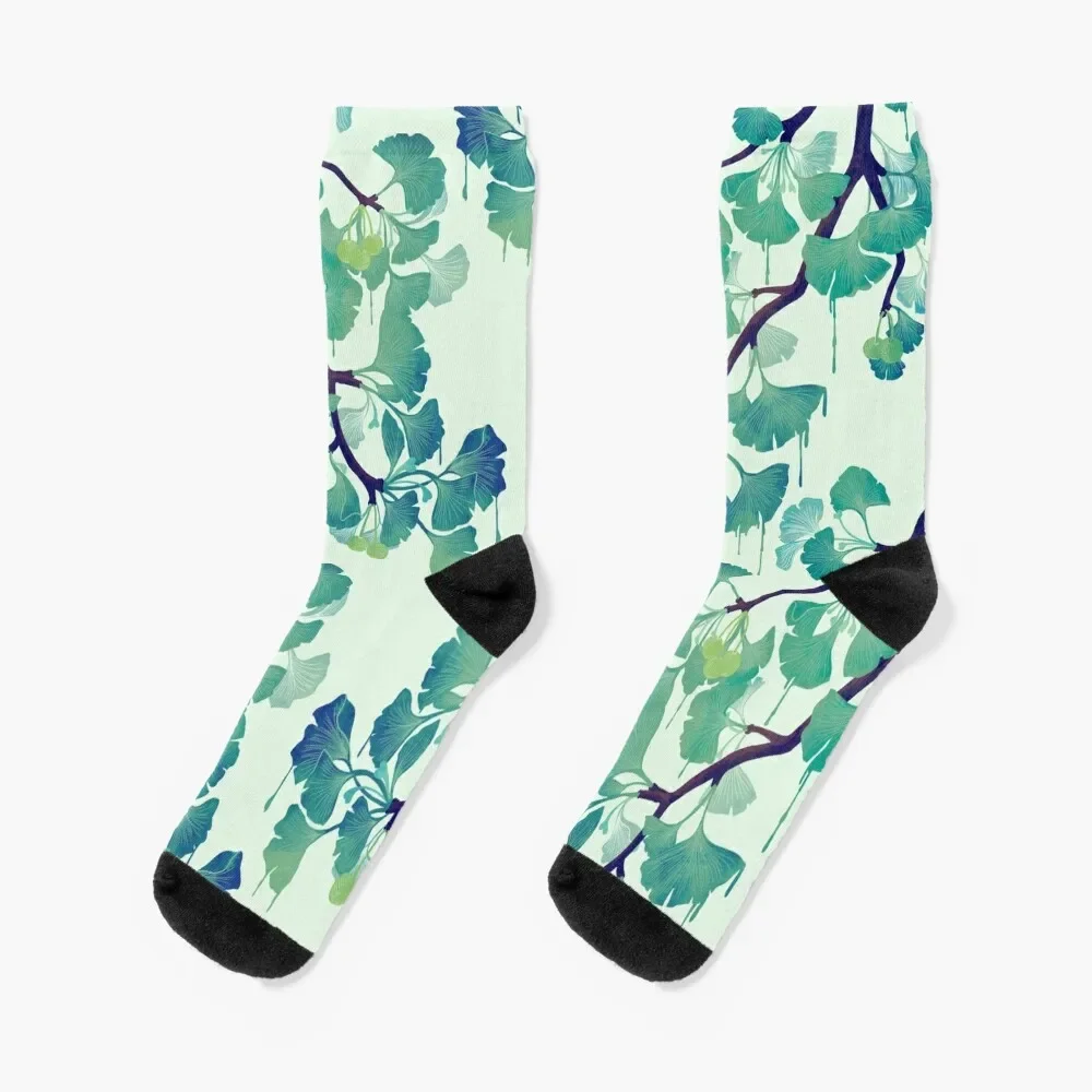 O Ginkgo (in Green) Socks halloween funny gifts Rugby Socks Men's Women's