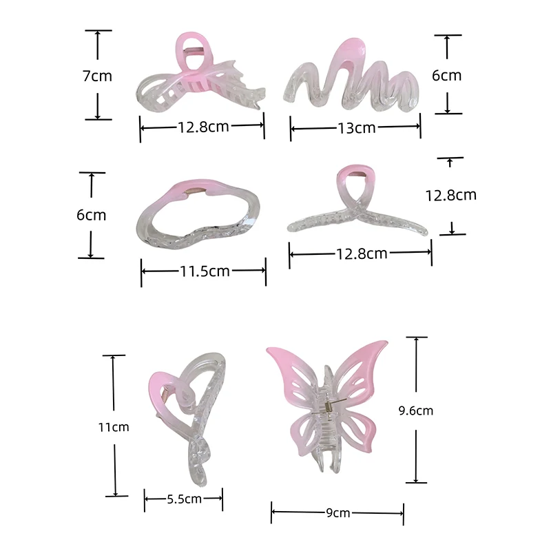 Sweet Gradient Color Pink Hair Claw For Women Girls Fashion Elegant Large Shark Clip Ponytail Hair Accessories Headdress