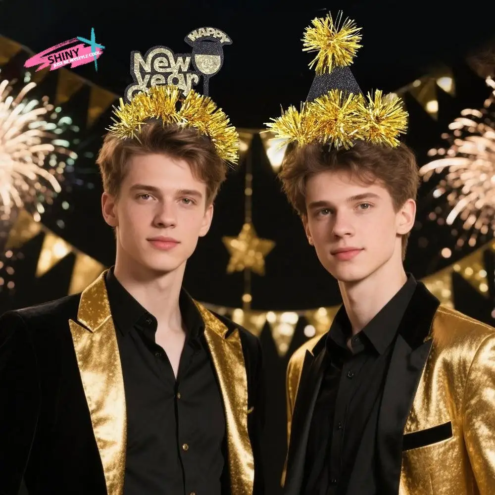 

Sequin 2026 New Year Headband Party Decoration Creative Christmas New Year Headpiece Star/Crown Headwear Glitter Hair Hoop