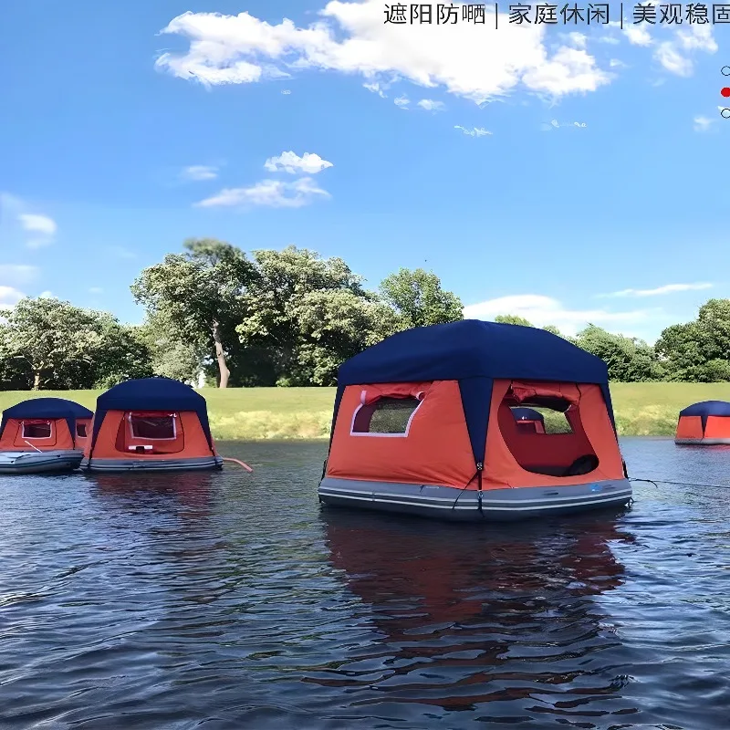 Inflatable Houseboat Water Fishing Floating Platform Tent Floating Platform Fishing Boat Water Mobile Houseboat Night Fishing