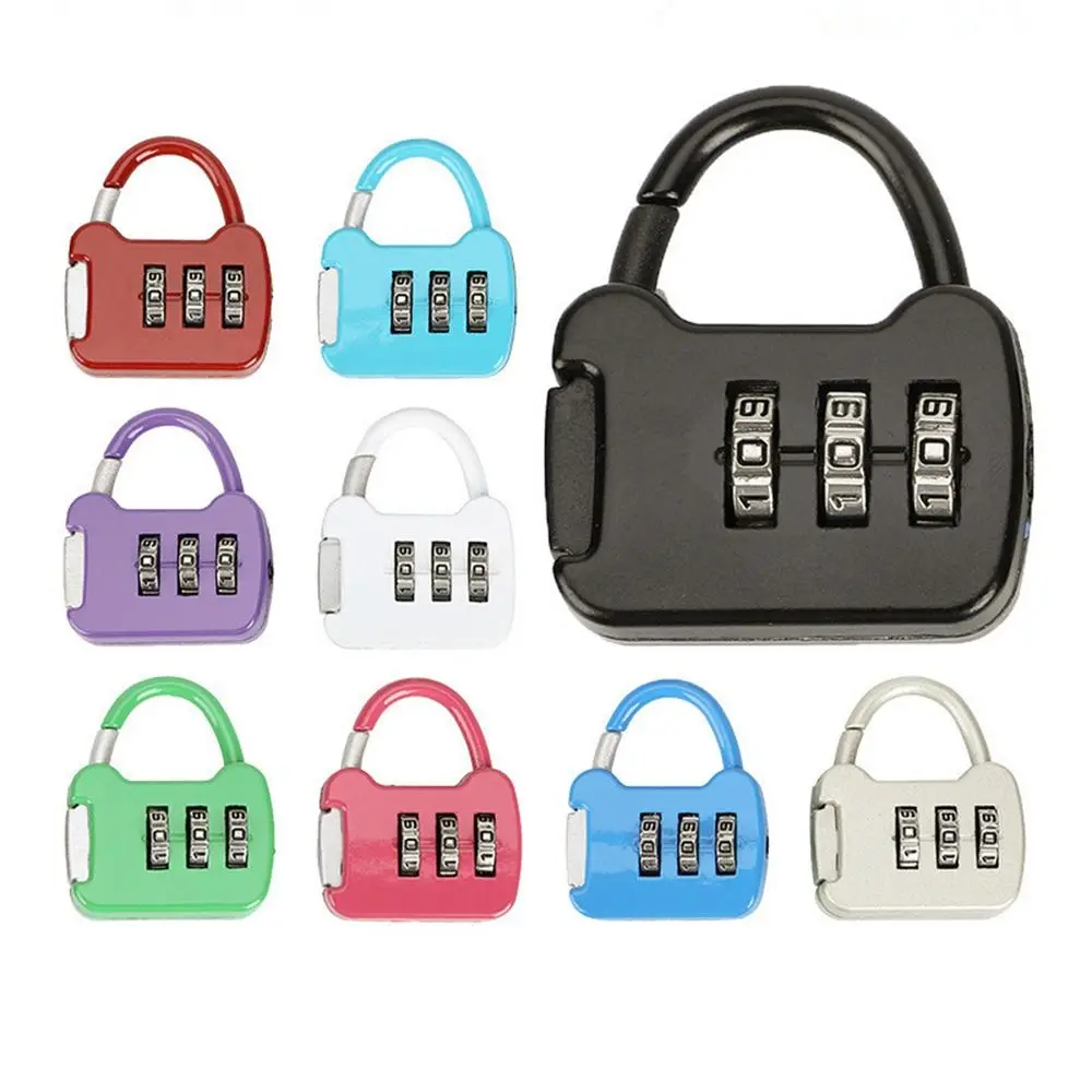 3 Dial Digit Password Lock Travel Dormitory Cabinet  Lock Portable Mini Combination Lock Backpack Zipper Lock Luggage Padlock