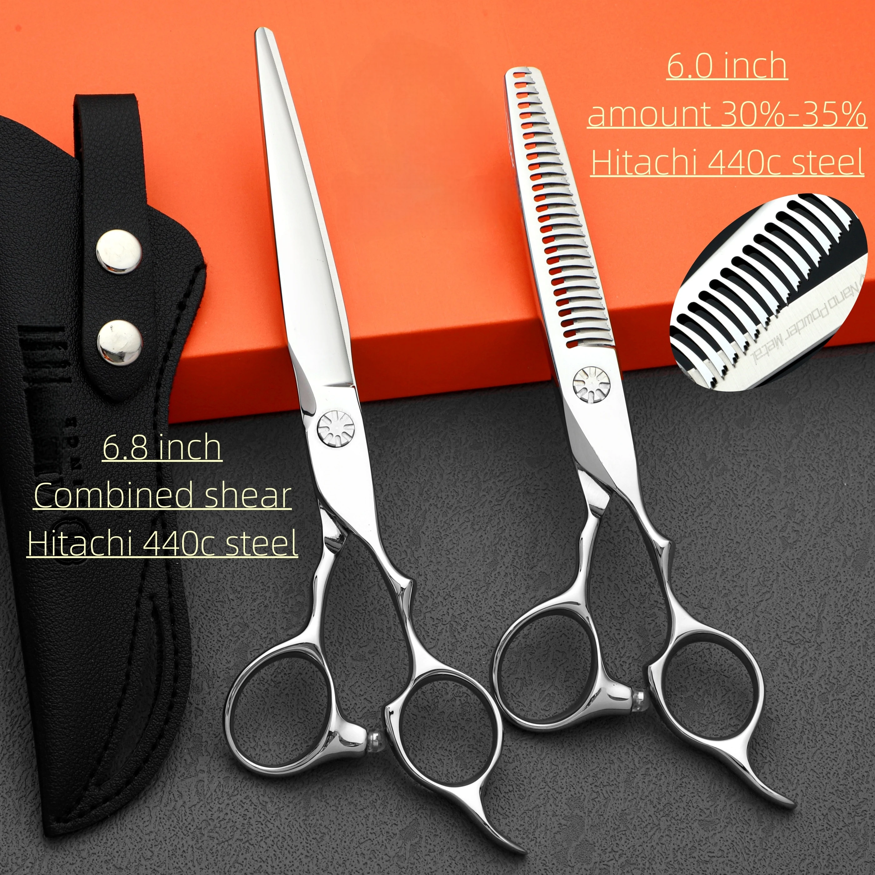 

Professional Barber scissors，6.5-6.8 set，Hair thinning shears，440C steel Hairdressing scissors，High quality barber accessories