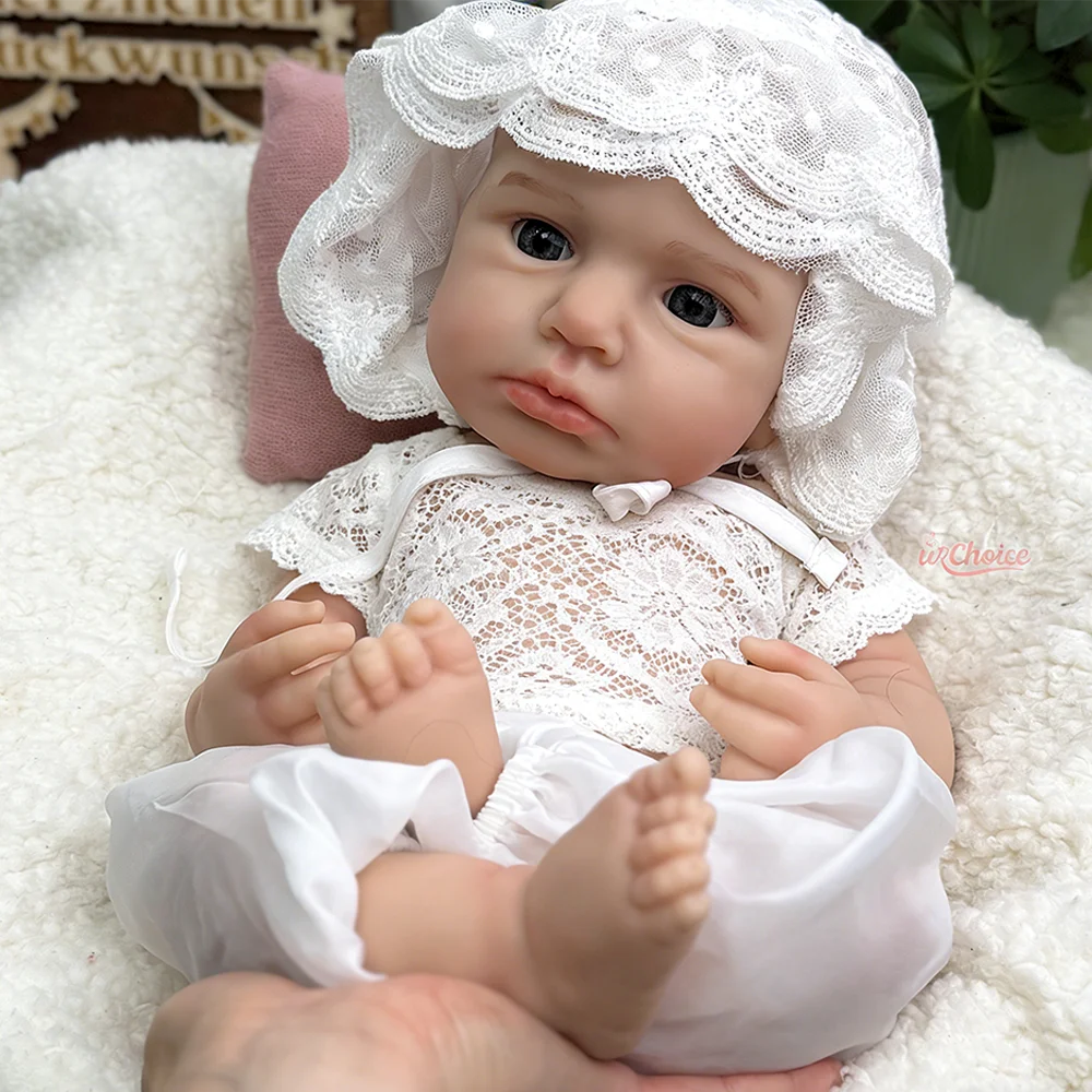 18 Zoll Silikon Neugeborene Babypuppe Realistisches Baby Mädchen mit Sternenenaugen Lebensechte wiedergeborene Kleinkinder für Kindergeschenke