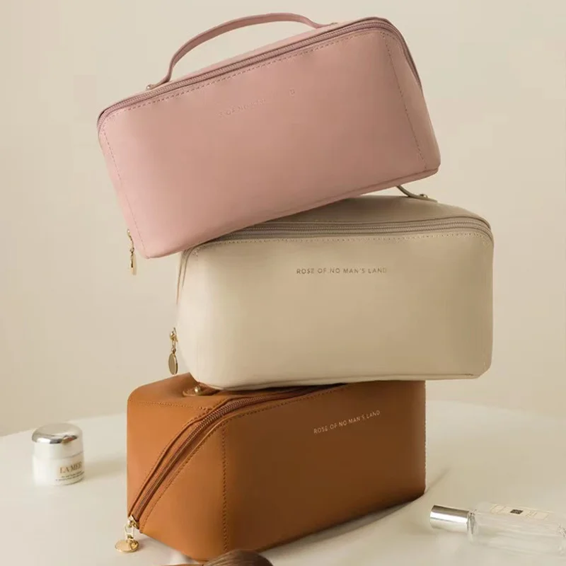 New Cosmetic Bag For Women Large Makeup Pouch Portable Travel Toiletry Bag Pu Bathroom Washbag Multifunctional Toiletry Kit