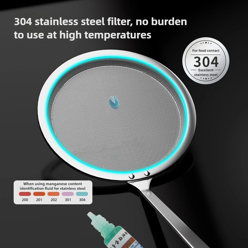 1 Pack Skimmer Spoon 304 Stainless Steel Grease Filter Spoon, Kitchen Cooking Fine Mesh Food Strainer for Filtering Oil and Foam view 3