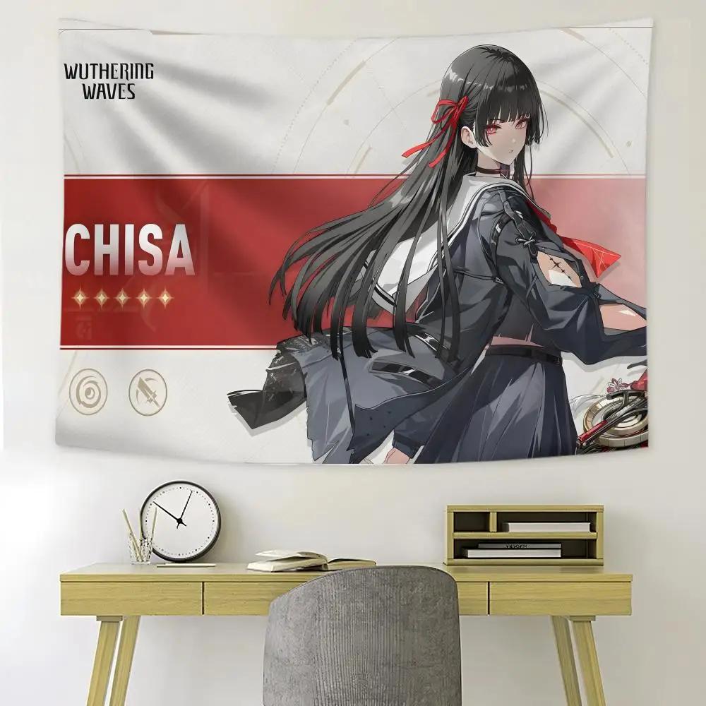 Wuthering Waves Chisa Tapestry Custom Living Bedroom Party Dormitory Interior Wall Bohemian Decoration Attached Clip