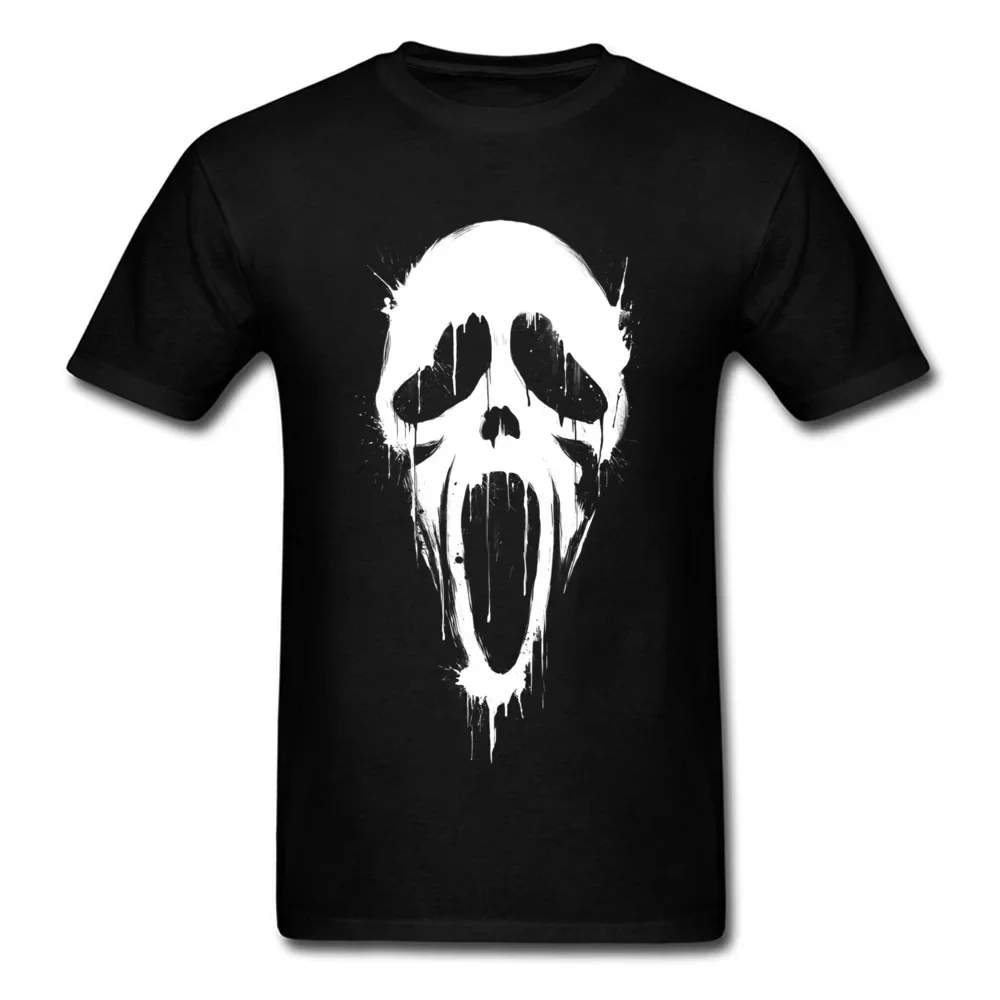 Art Design Short Sleeve Shirts Male Cotton Custom Tops & Tees Scream Skull Face Print Black White Men TShirt harajuku oversized