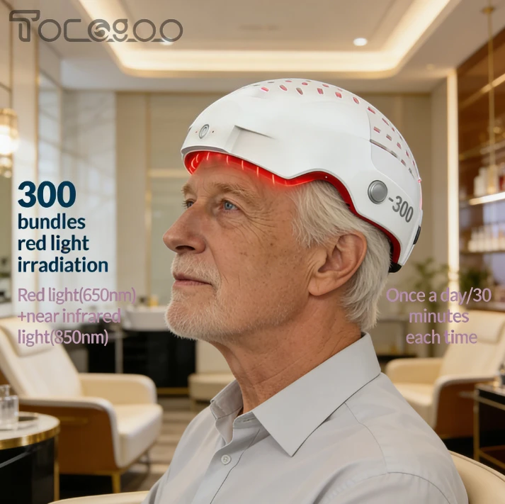

Клинический LED-шлем с красным светом | Лазерная шапка с 300 диодами (650 нм, 660 нм) для терапии кожи головы и роста волос