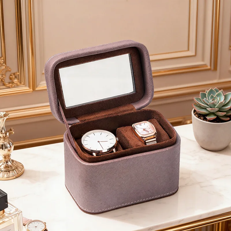 

Mutihome 2026 Pu Leather Double Windows Portable High-end Watch Storage Box Business Gift Giving Men's And Women's Watch Box