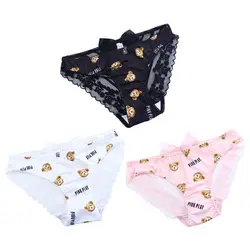 Cute Girls Low Waist Ruffled Lace Underwear Milk Silk Lingerie Women Panties