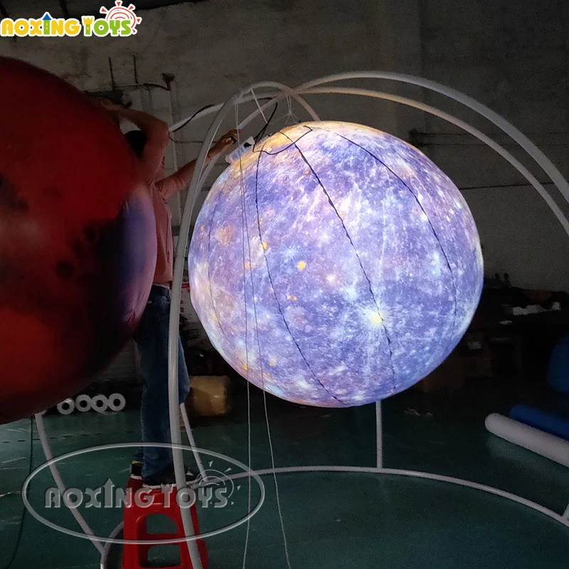 1M/1.5M/2M Hanging Blower Oxford Inflatable Planet Star Moon Balloon With LED Light  For Advertising Event Decoration For Sale