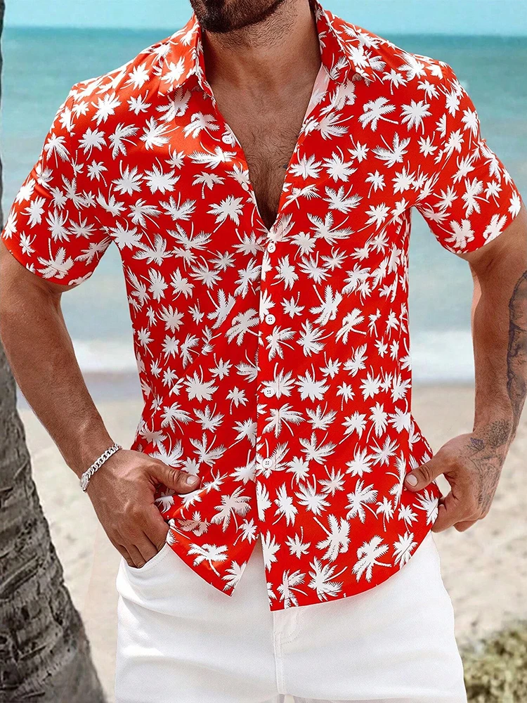 2024 Men\'s Hawaiian Short Sleeve Shirt Beach Resort Pool Party Men\'s Casual Shirt Summer Outdoor Men\'s Camping Shirt 3D Print