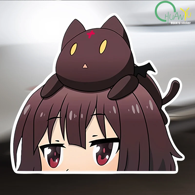 for Konosuba Wizard Neko Peeker Fine Decal Fashion Scratch-proof Car Sticker 3D Vinyl Car Wrap Laptop