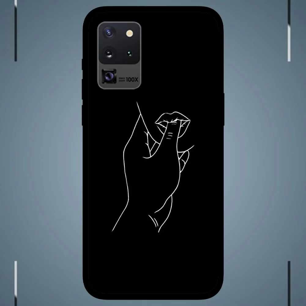 Line Sexy Art Phone Case For Samsung Galaxy S24 S23 S22 S21 S20 FE Note 20 Ultra 5G Black Phone Case