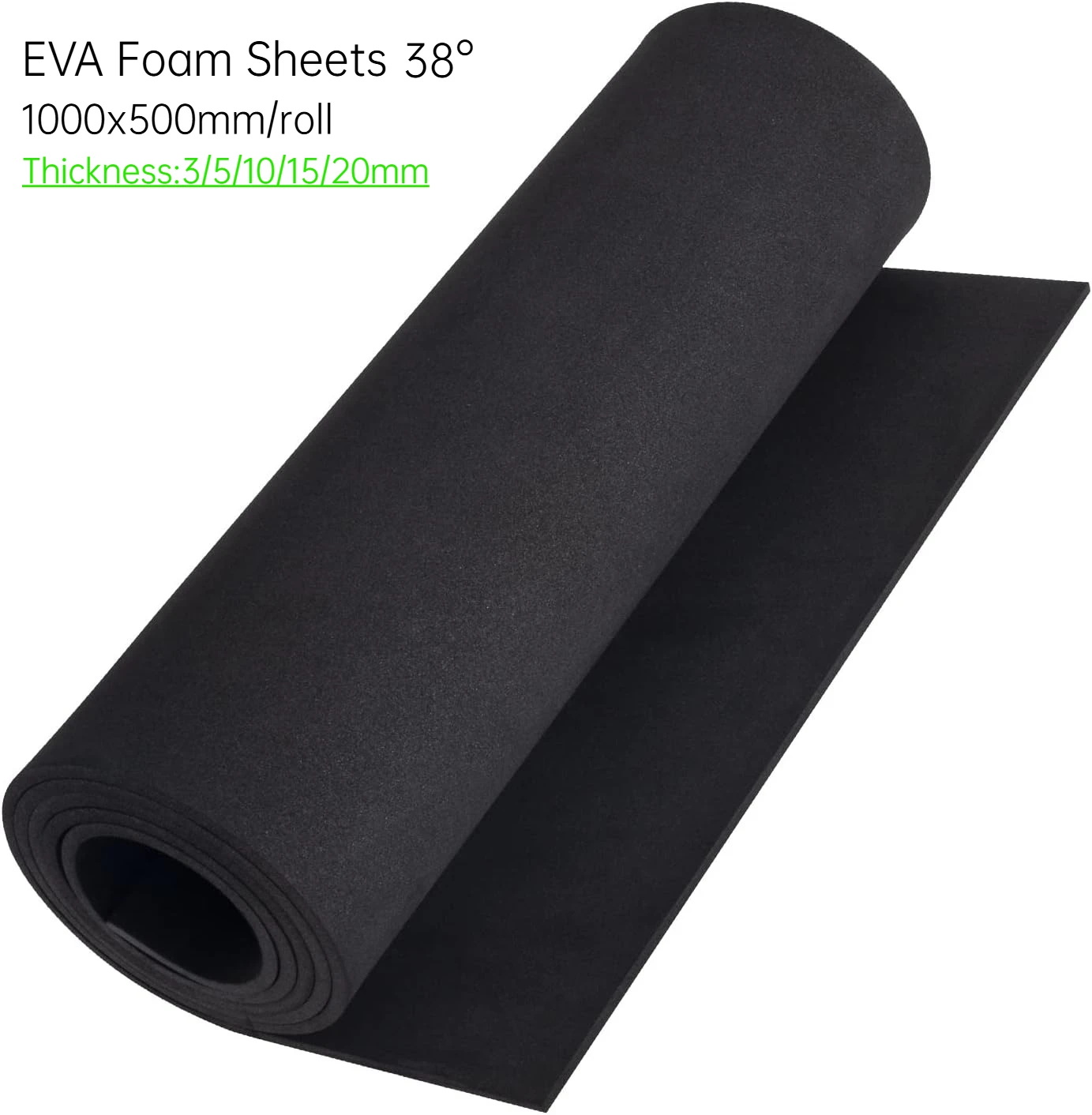 High Density EVA Foam Sheet, Tk 3mm to 20mm Black Foam Sheets Roll, 39"x19", for Halloween Cosplay Costume, Crafts, DIY Projects