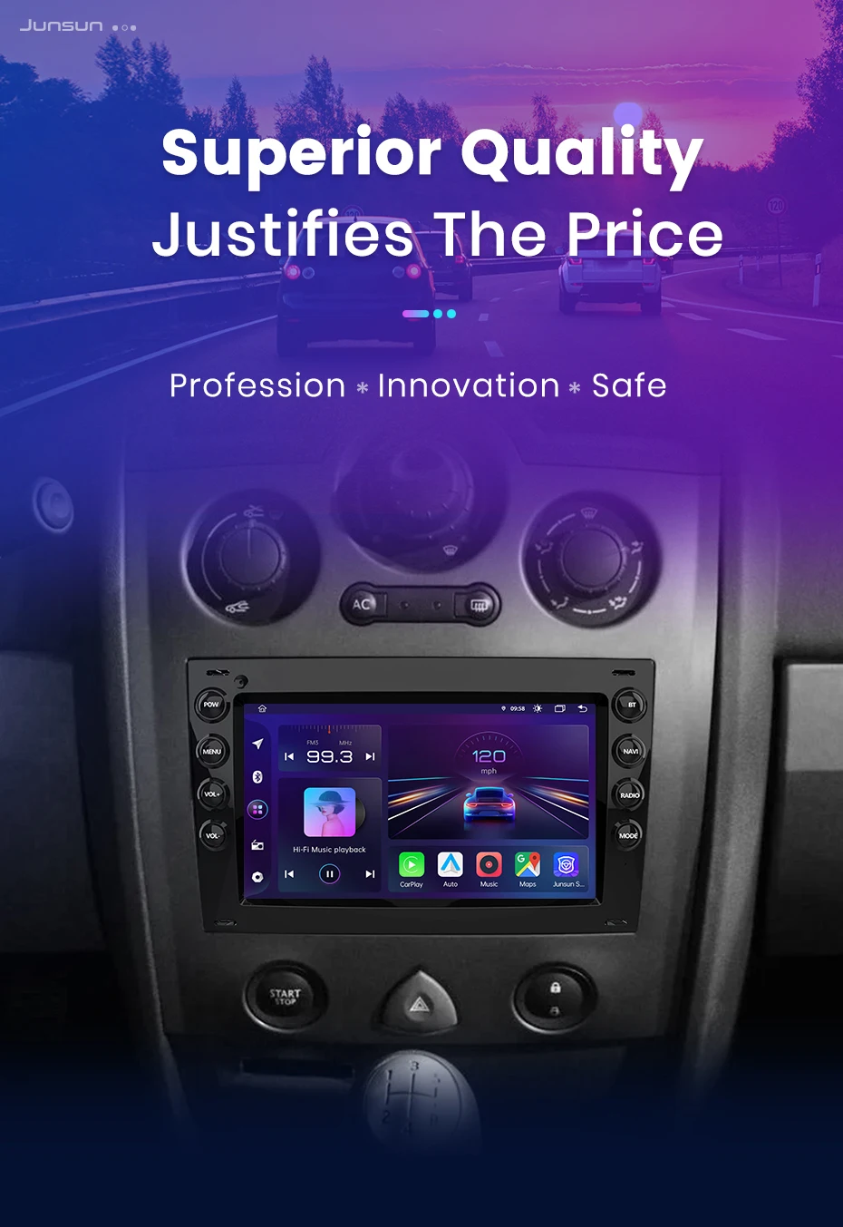 Junsun Wireless Carplay Android Auto Autoradio für Renault Megane 2 2008-2015 GPS Auto intelligente Systeme Smart Autoradio – Detail 5