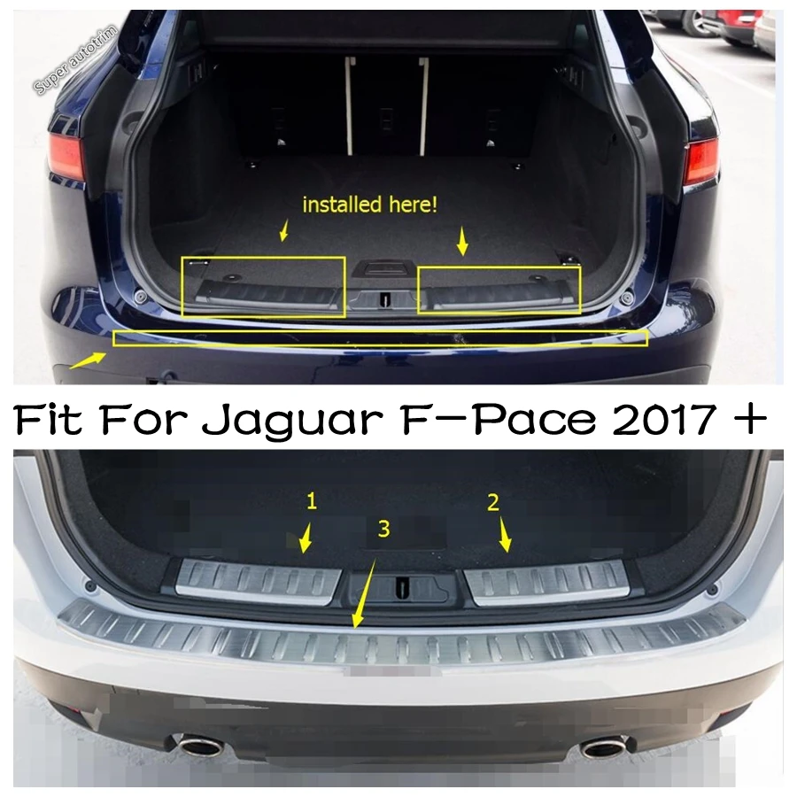 

Accessories Rear Trunk Exterior Bumper Sill Plate Protector Plate Sill Trunk Guard Cover Trim Fit For Jaguar F-Pace 2017 - 2022