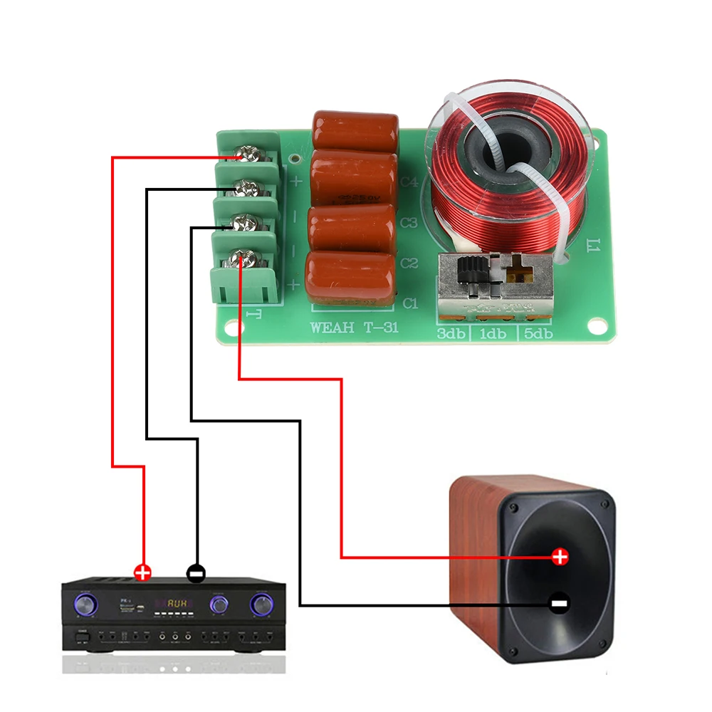 周波数分割ボード 純粋なツイータークロスオーバー 1dB 3dB 5dB ホームシアタースピーカーおよびカーオーディオ用に3段階調整可能