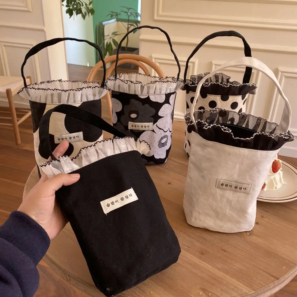 

Milk Tea Bags Bucket Bags Beach Bag Temperament Korean Style Canvas Bags Women Handbags Lunch Bags Spring Day Picnic Bags