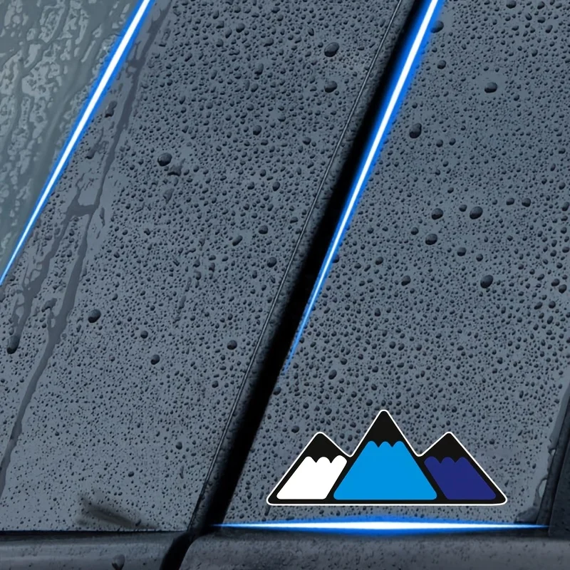 2PCS Blue Black White Geometric Mountain Pattern Sticker Waterproof Vinyl Decal For Car Motorcycle Laptop Exterior Styling Decal