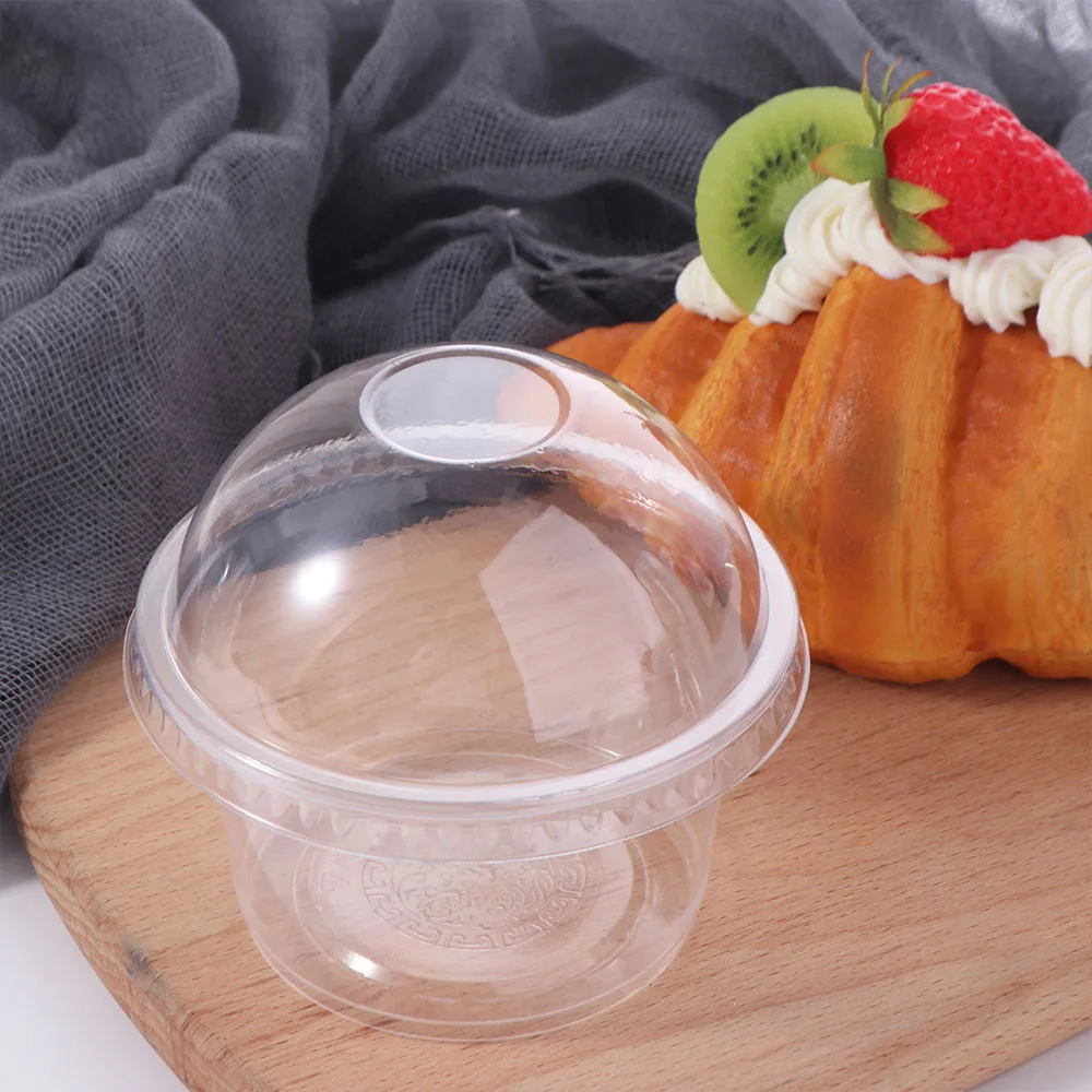 

50pcs Cake Cup Transparent Disposable Plastic Drink Cups Dome Lids 250/300 ML Ice Cream Cup Plastic Dessert Cups Business