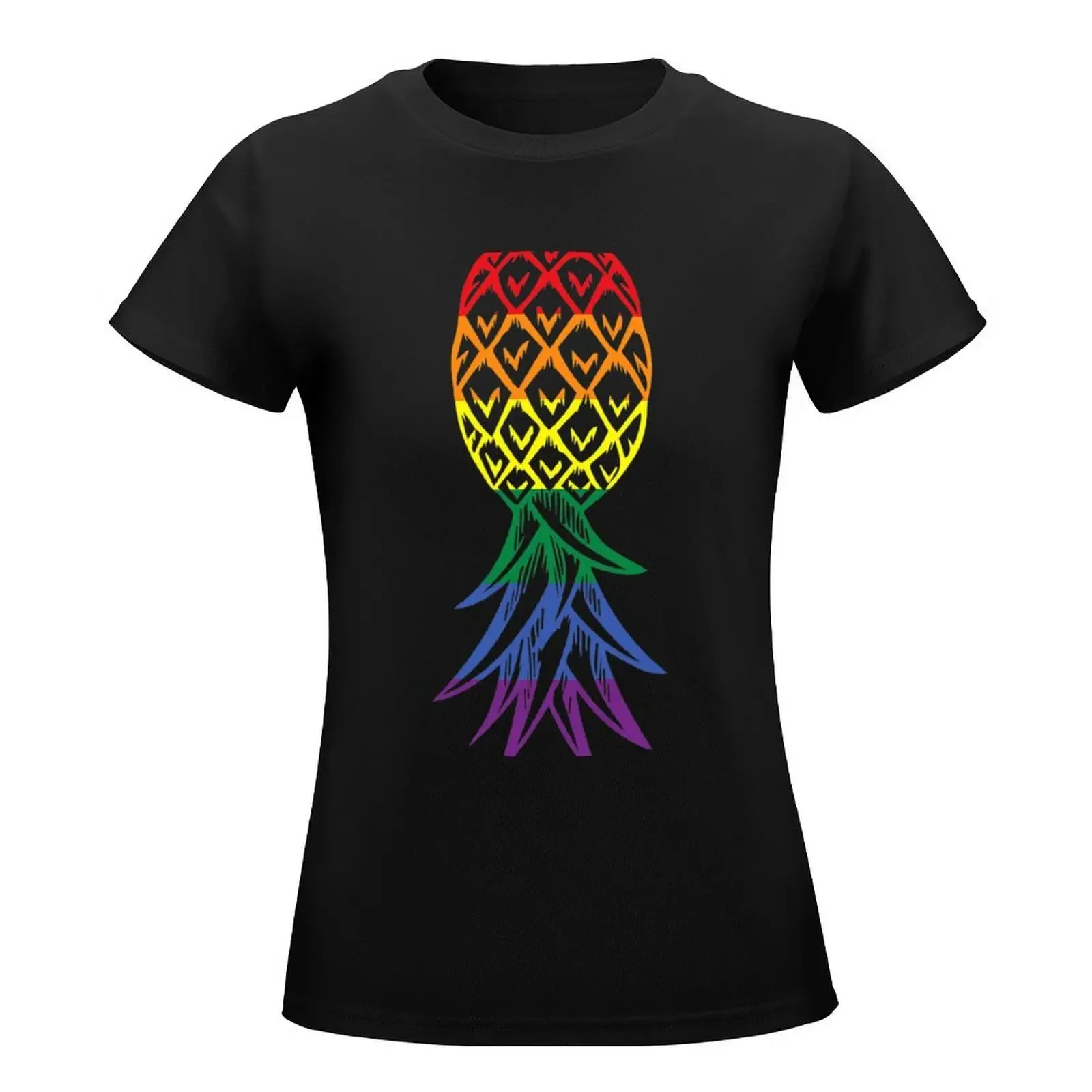 Pineapple Upside DownRainbowLgbt Swinger T-Shirt vintage clothes Blouse female kawaii clothes Woman clothing