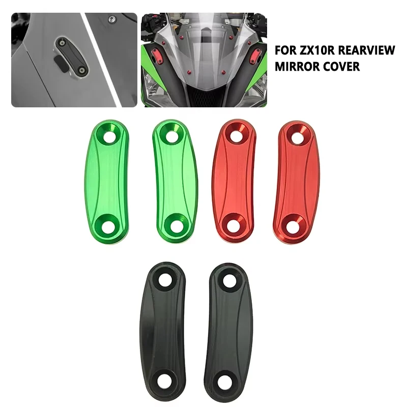 1 Pair Aluminum Rearview Mirror Block Off Base Plates Cover Parts Fit For Kawasaki ZX10R ZX-10R 2011-2015 2013 2014 Motorcycle