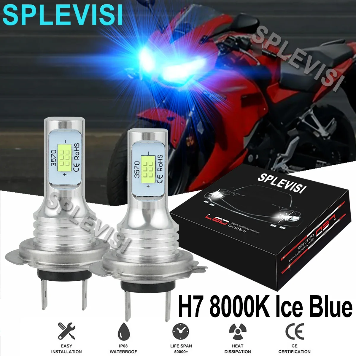 

2x Ice Blue Motocycle LED Headlights For Aprilia RST1000 2001-2005 RSV Mille 2001-2004 RSV4 RF 2015-2018 led moto