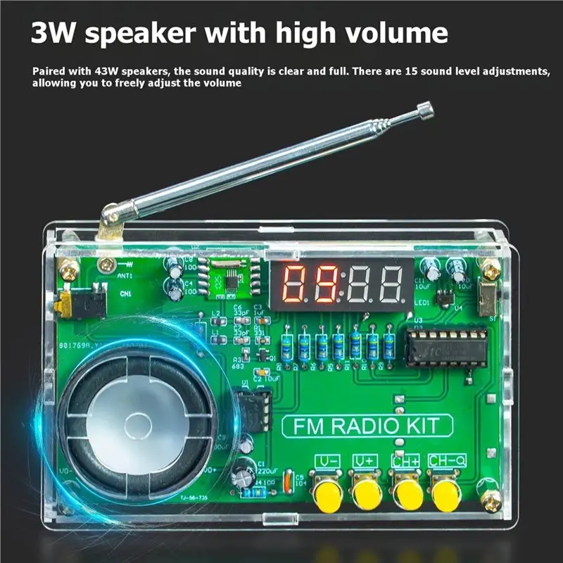 

AA60-DIY Electronic Kit FM Radio 87-108Mhz Featuring Digital Tube Display Rechargeable,Soldering& Assembly Circuit Board